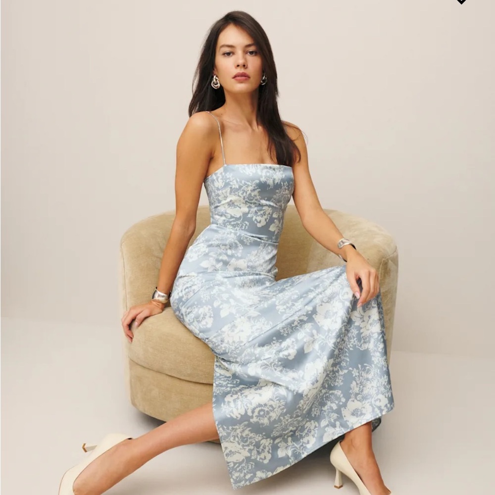 Reformation Silk Frankie Dress Size 4 Porcelain